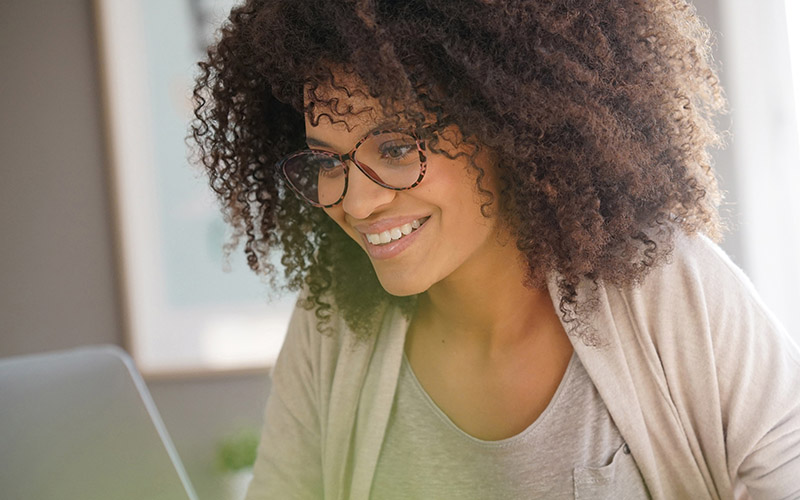 Woman looking at computer