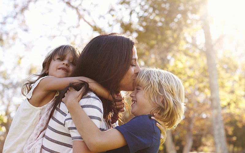 Mom with daughter and son