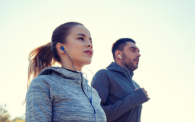 Woman and man on a jog