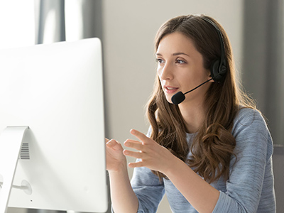 Service representative with phone headset